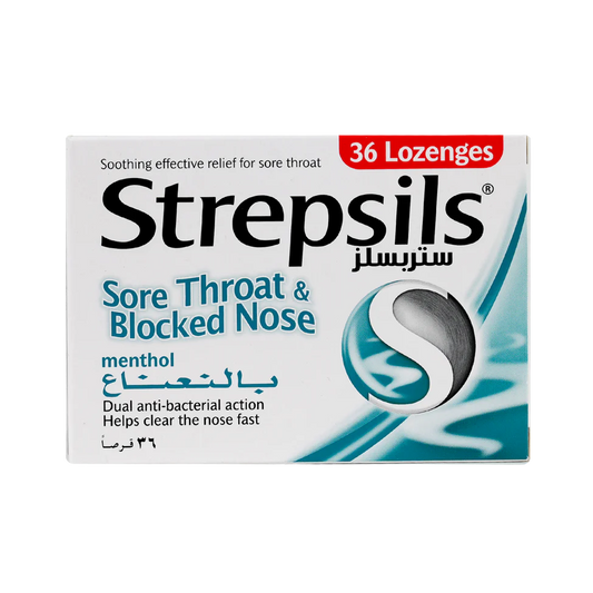 Strepsils Sore Throat & Blocked Nose Lozenges Menthol 36'S