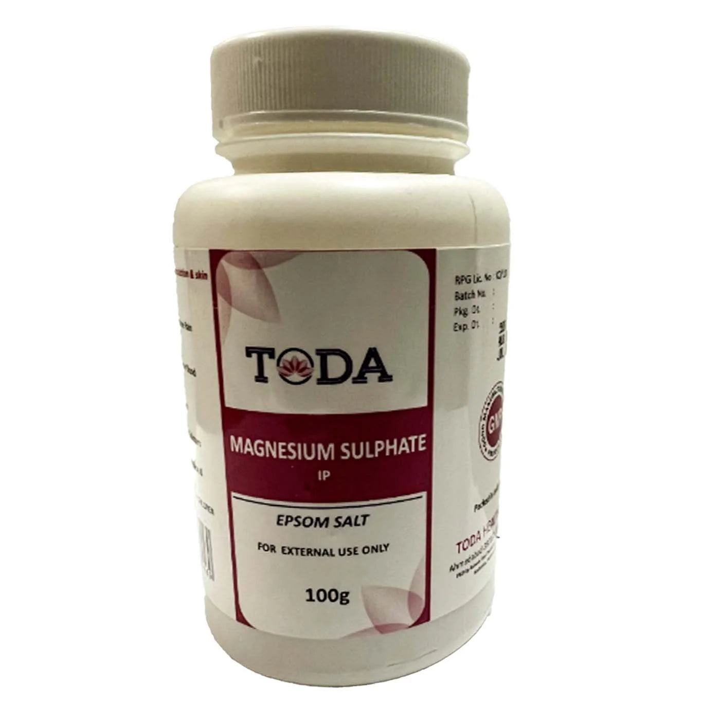 TODA EPSOM SALT (MAGNESIUM SULPHATE IP) 100GM