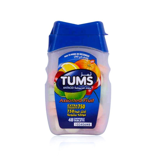 TUMS ANTACID ASSORTED FRUIT CHEWABLE TABLETS 48'S