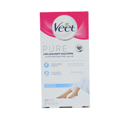 VEET PURE LEGS AND BODY WAX STRIPS 20'S