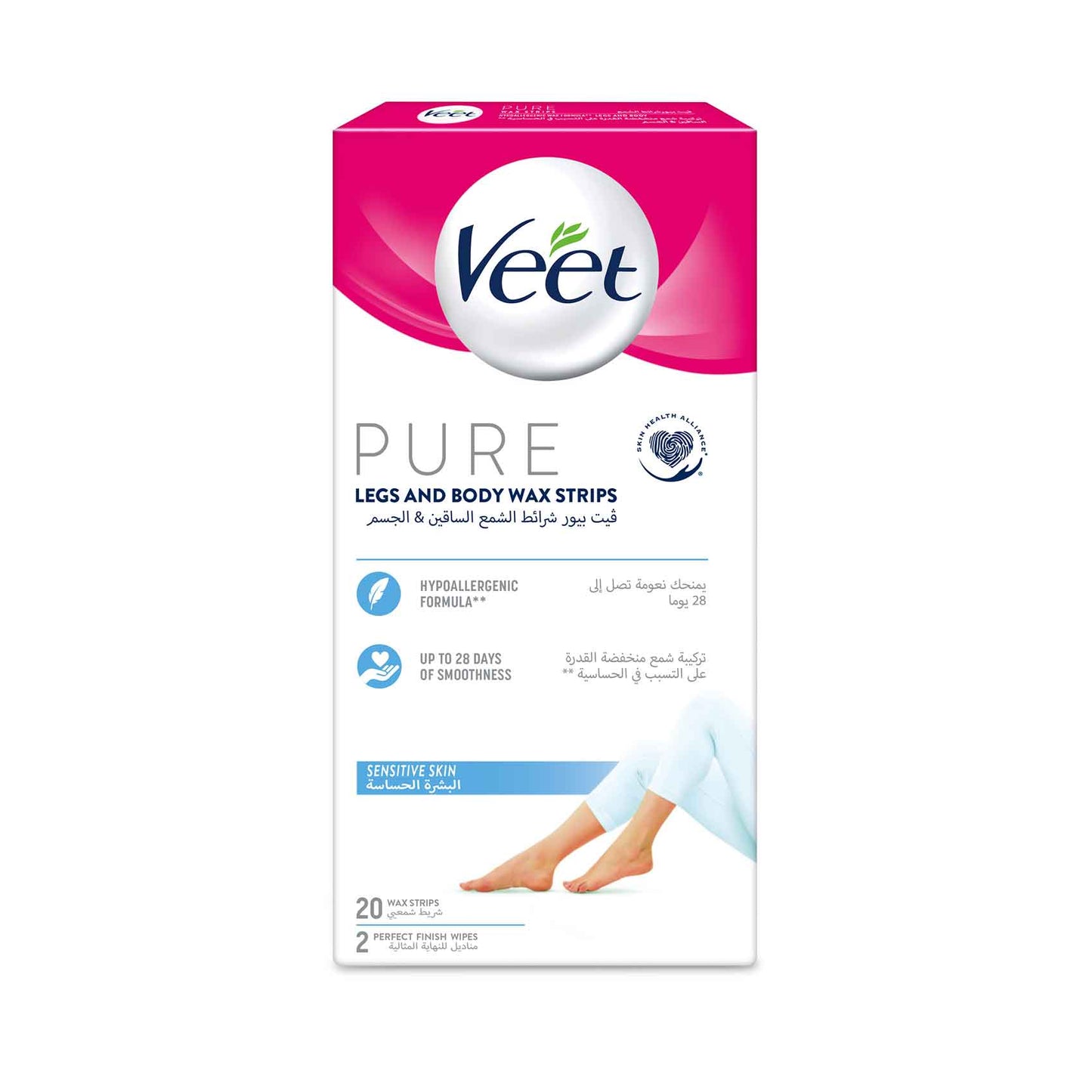 VEET PURE LEGS AND BODY WAX STRIPS 20'S