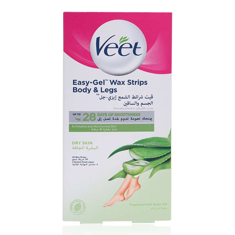 VEET WAX STRIPS LEGS & BODY FOR DRY SKIN WITH ALOE VERA 20'S