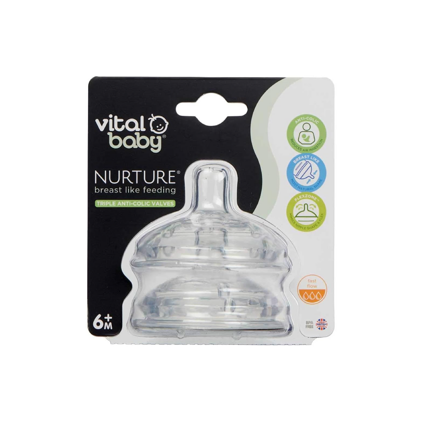 Vital Baby Nurture Breast Like Feeding 6M+ 2Pk