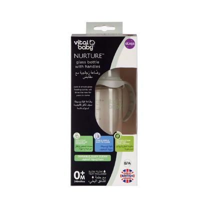 Vital Baby Nurture Glass Bottle With Handles 240Ml
