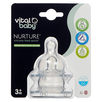 Vital Baby Nurture Perfectly Simple Teats 3M+2Pk