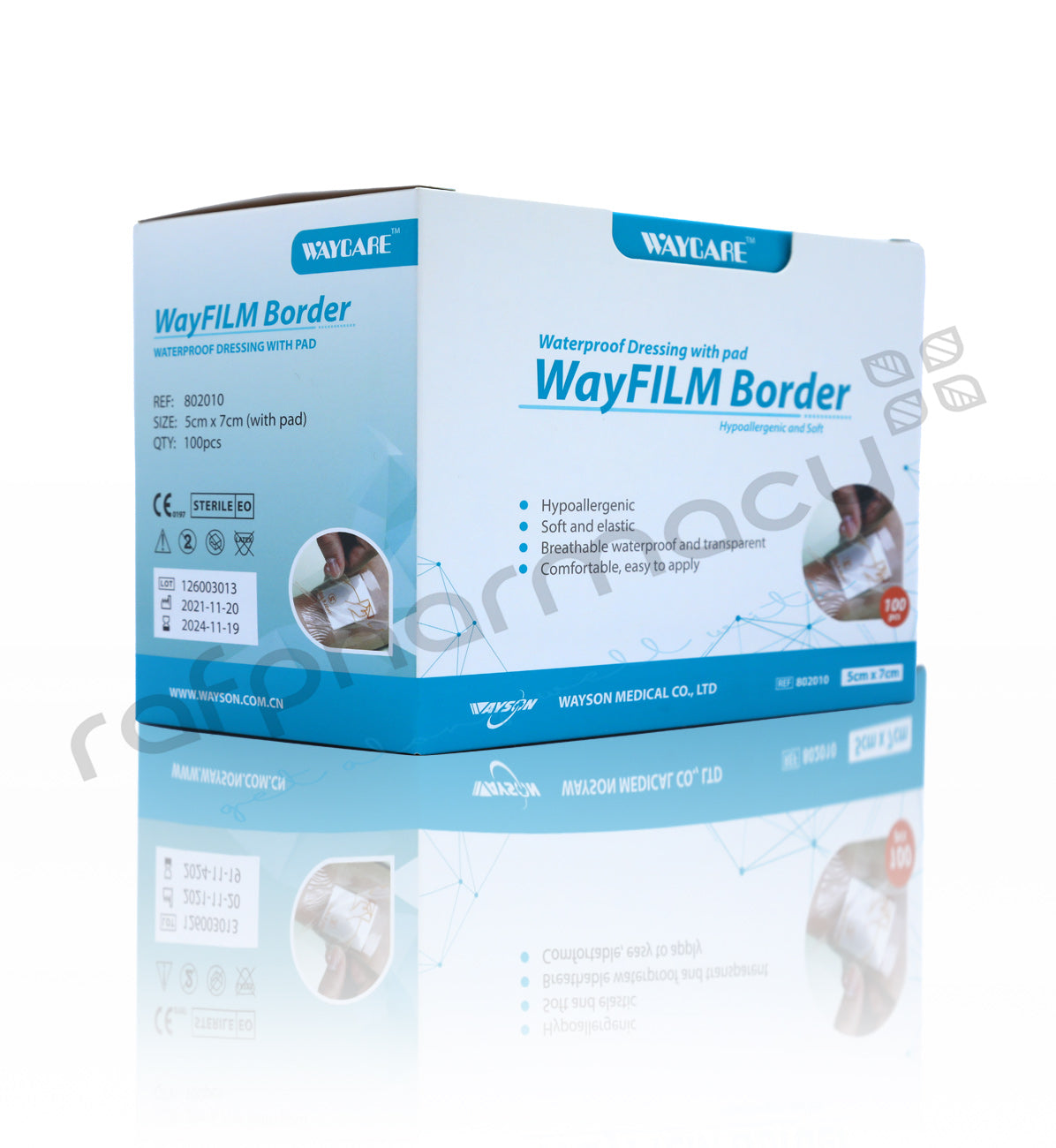 Waycare Waterproof Transparent Plaster 5x7cm 100'S