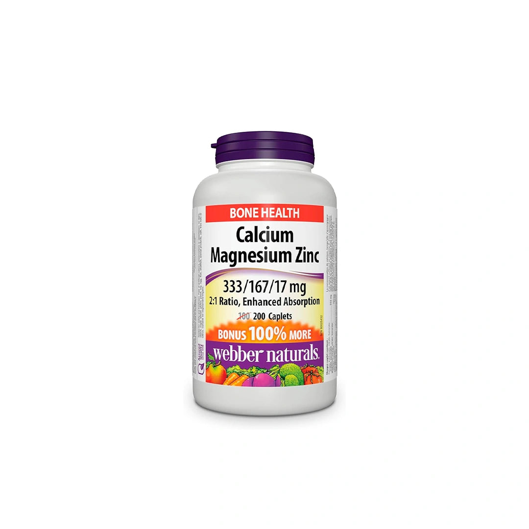 WEBBER NATURALS CALCIUM MAGNESIUM ZINC CAPLETS 200'S