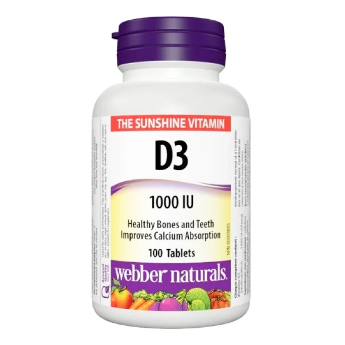 أقراص فيتامين د3 1000 وحدة دولية من ويبر ناتشورالز، 100 قرص