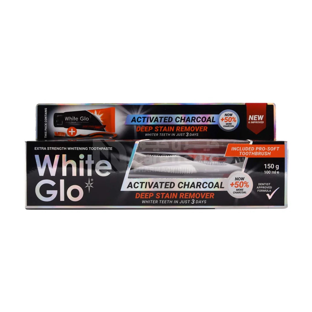 White Glo Charcoal Deep Stain Remover Toothpaste 150g